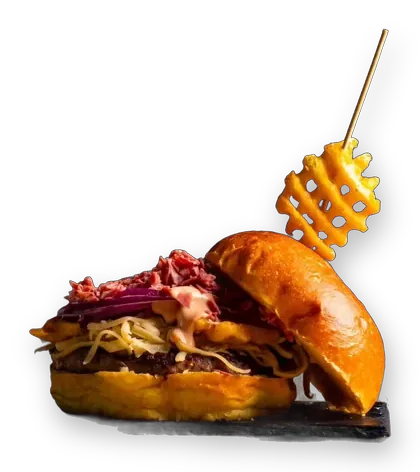 Hamburguesa de Caporale con brioche y patata gofre
