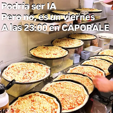 Pizzas preparándose un viernes por la noche en Caporale